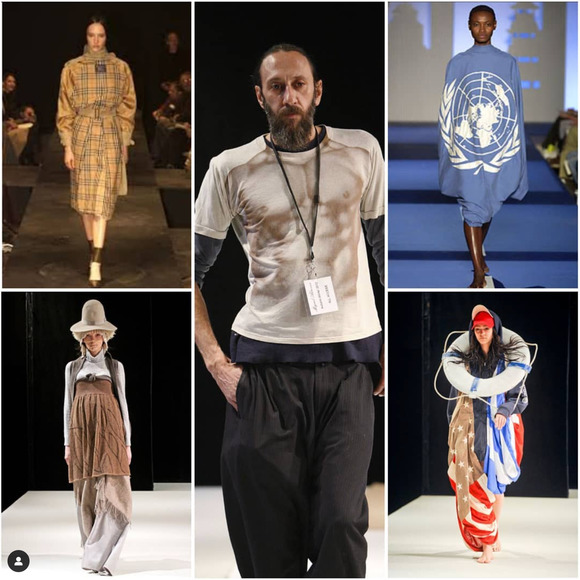 VINTAGE Rare Y2K 2001 MIGUEL ADROVER Striped Creme Navy Dress US 8 - Picture 11 of 12